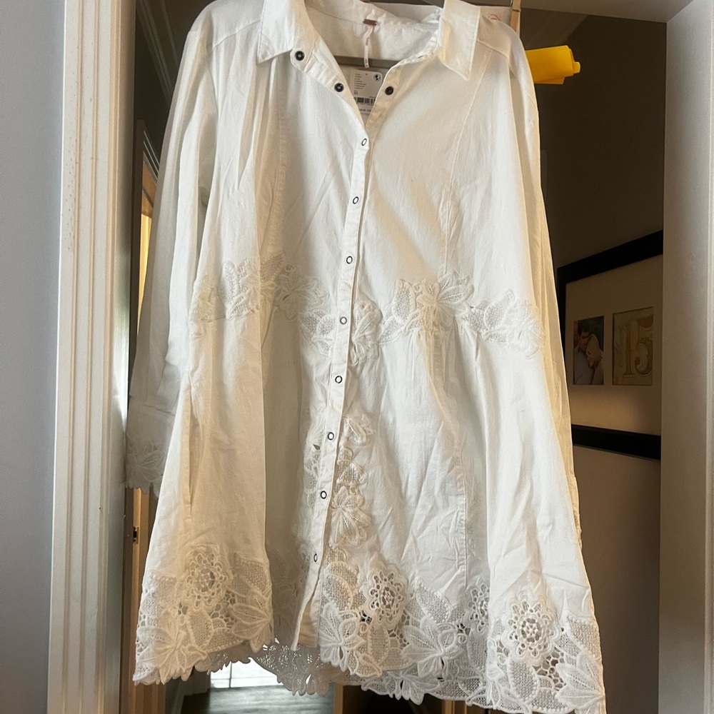 White Lace Button-Up free people dress